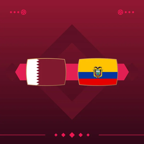 qatar, ecuador world football 2022 match versus on red background. vector illustration.