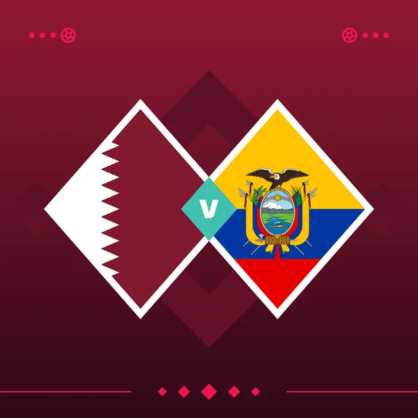qatar, ecuador world football 2022 match versus on red background. vector illustration.