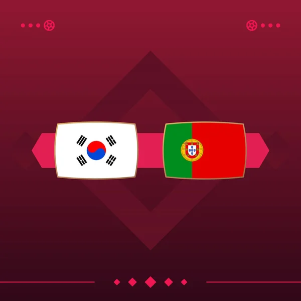 south korea, portugal world football 2022 match versus on red background. vector illustration.