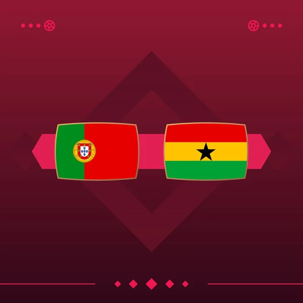 portugal, ghana world football 2022 match versus on red background. vector illustration.