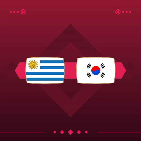 uruguay, south korea world football 2022 match versus on red background. vector illustration.