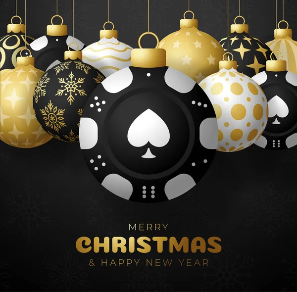 Casino Poker Jeu Cartes Noël Joyeux Noël Sport Carte Voeux — Image vectorielle