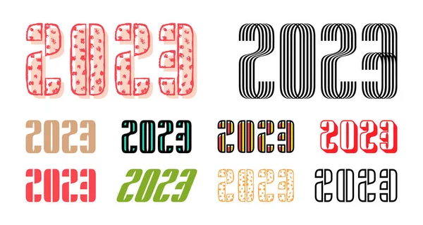 Set 2023 Happy New Year Logo Text Design 2023 Number — Vector de stoc