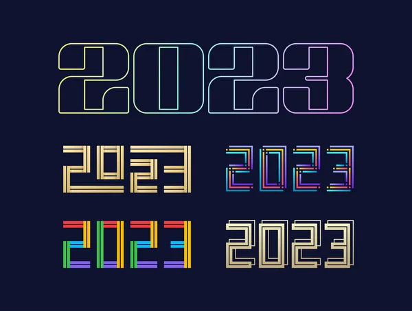 Set 2023 Happy New Year Logo Text Design 2023 Number — Image vectorielle