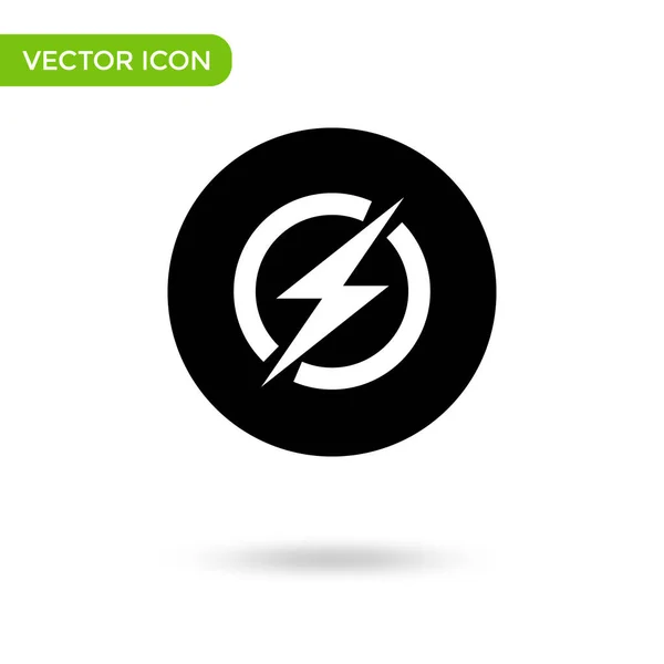 Thunder Bolt Circle Icon Minimal Creative Icon Isolated White Background — Vettoriale Stock