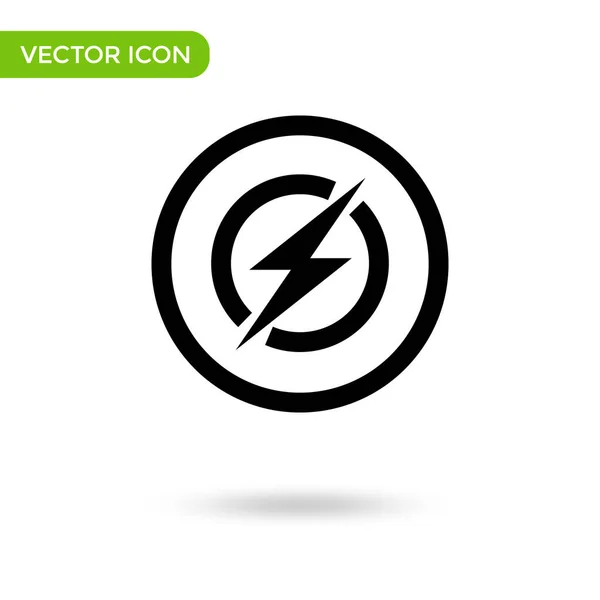 Thunder Bolt Circle Icon Minimal Creative Icon Isolated White Background — Stockvektor