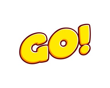 Go. Go isolated on white colourful text effect design vector. Text or inscriptions in English. The modern and creative design has red, orange, yellow colors..
