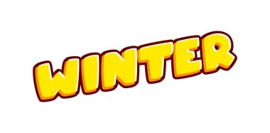 Winter lettering isolated on white colourful text effect design vector. Ice cold frozen weather. Text or inscriptions in English. The modern and creative design has red, orange, yellow colors..
