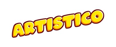 Artistico lettering isolated on white colourful text effect design vector. Artist phrase. Text or inscriptions in English. The modern and creative design has red, orange, yellow colors..