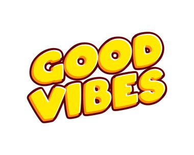 Good Vibes. Mention lettering isolated on white colourful text effect design vector. Text or inscriptions in English. The modern and creative design has red, orange, yellow colors..