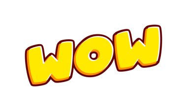 Wow 3d effect lettering isolated on white colourful text effect design vector. Text or inscriptions in English. The modern and creative design has red, orange, yellow colors..