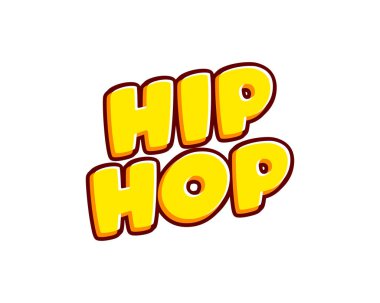 Hip - Hop, style of music phrase lettering isolated on white colourful text effect design vector. Text or inscriptions in English. The modern and creative design has red, orange, yellow colors..