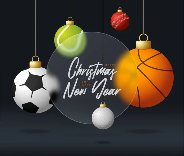 Sport Christmas Sale Banner Greeting Card Happy New Year Merry — Vector de stoc