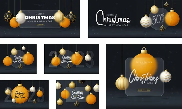 Ping Pong Christmas Sale Banner Greeting Card Happy New Year — Stockvektor