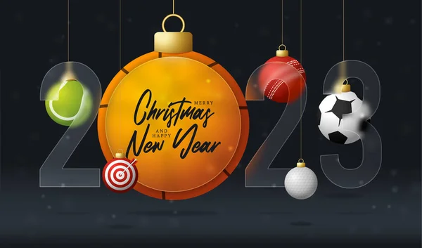 Sport 2023 New Year Sale Banner Greeting Card Happy New — Vector de stoc
