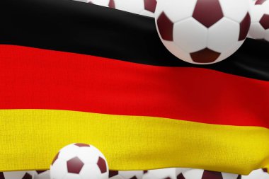 Germany Flag with Ball. World Football 2022 Minimal 3D Render Illustration.