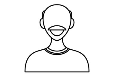 Beyaz arkaplanda insan avatarı izole edilmiş çizgi simgesi. Profil resim simgesi. Gülümseyen genç bir adamın avatarı. Vektör çizimi. modaya uygun erkek karakter..