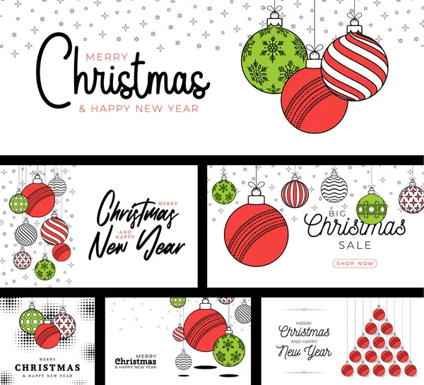 Κρίκετ Σπορ Χριστουγεννιάτικη Κάρτα Που Μοντέρνο Στυλ Γραμμή Καλά Χριστούγεννα — Διανυσματικό Αρχείο
