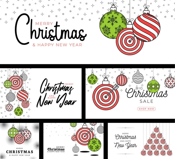 Target Sport Christmas Card Set Stile Trendy Line Buon Natale — Vettoriale Stock
