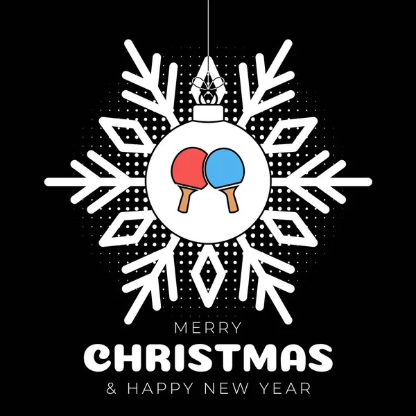 Ping Pong Vánoční Přání Přivítání Veselé Vánoce Šťastný Nový Rok — Stockový vektor