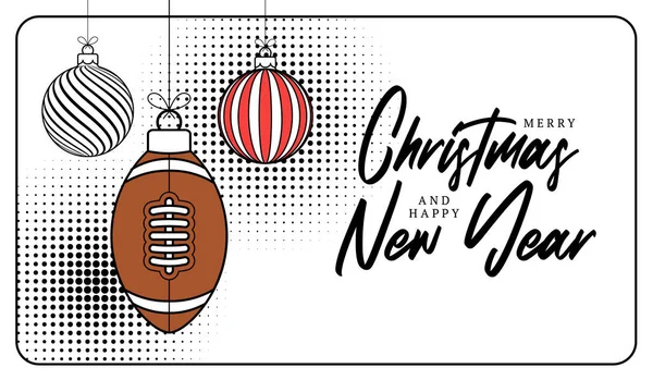 Футбол Рождественская Открытка Модном Стиле Новым Годом Рождеством Христовым Набросок — стоковый вектор