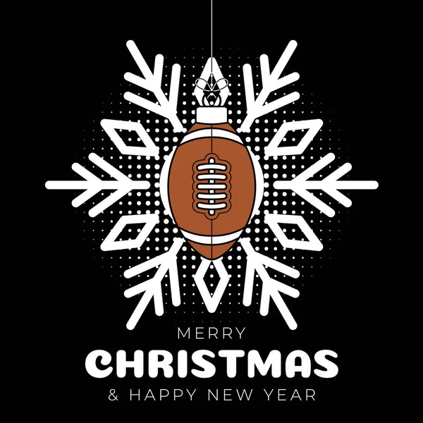 Футбол Рождественская Открытка Регби Счастливого Рождества Нового Года Шар Качестве — стоковый вектор