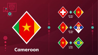 Kamerun milli takımı 2022 Dünya Futbol Şampiyonası 'nın final safhasında karşılaşacak. Dünya futbolunun 2022 tarihli temsili..