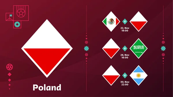 Poland National Team Schedule Matches Final Stage 2022 Football World —  Vetores de Stock