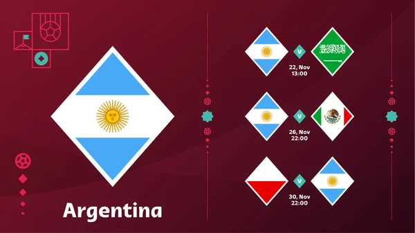 Equipo Nacional Argentina Programar Partidos Etapa Final Campeonato Mundial Fútbol — Vector de stock