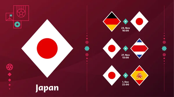 Japan National Team Schedule Matches Final Stage 2022 Football World — Vetor de Stock