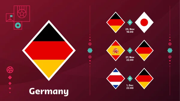 Niemiecka Drużyna Narodowa Harmonogram Mecze Ostatnim Etapie Mistrzostwach Świata Piłce — Wektor stockowy