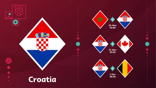 Croatia Calendario Partidos Selección Nacional Etapa Final Campeonato Mundial Fútbol — Vector de stock