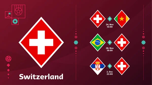 Switzerland Landslag Schema Matcher Den Sista Etappen 2022 Fotboll Vektor — Stock vektor