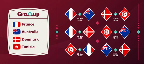 Equipe Nacional Grupo Partidas Programadas Fase Final Campeonato Mundial Futebol —  Vetores de Stock