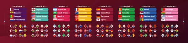 Calcio Mondiale 2022 Gruppi Partite Nazionale Calendario Partita Nella Fase — Vettoriale Stock