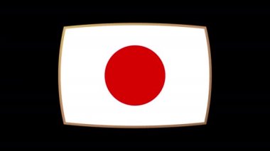 Japon bayrağı sunumu animasyon seti. 2022 Dünya Futbol Şampiyonası 'na katılan ülkenin bayrakları. Şeffaf arkaplanda alfa kanal 4k video animasyonu.