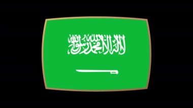 Suudi Arabistan bayrak sunumu animasyon seti. 2022 Dünya Futbol Şampiyonası 'na katılan ülkenin bayrakları. Şeffaf arkaplanda alfa kanal 4k video animasyonu.