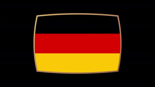 ドイツ国旗プレゼンテーションアニメーションセット サッカー2022世界選手権大会に参加している国の旗 アルファチャンネル4Kビデオアニメーション — ストック動画