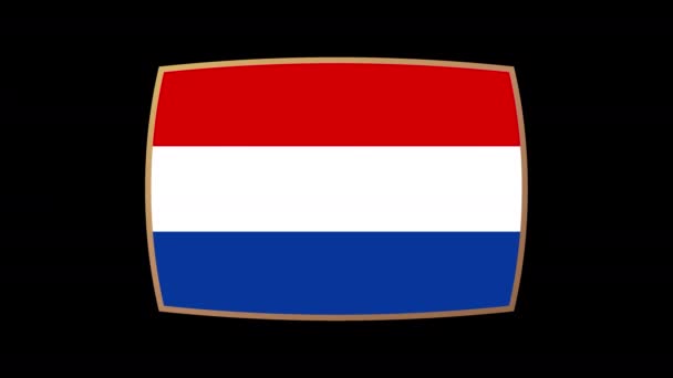 Netherlands标志演示动画集 参加2022年世界足球锦标赛的国家的旗帜 透明背景下的Alpha通道4K视频动画 — 图库视频影像