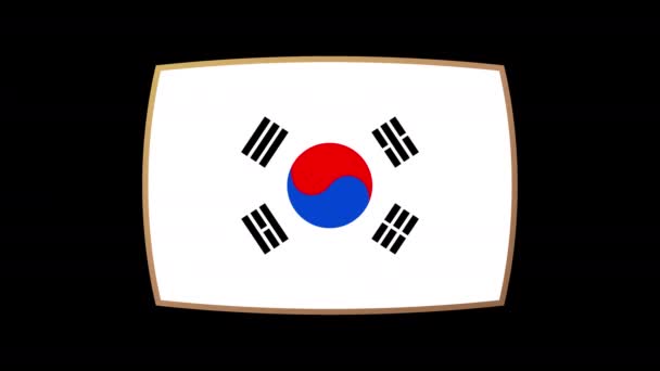 Animace Jižní Korejské Vlajky Vlajky Země Která Účastní Fotbalového Mistrovství — Stock video
