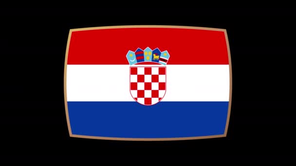 Croatia标志演示动画集 参加2022年世界足球锦标赛的国家的旗帜 透明背景下的Alpha通道4K视频动画 — 图库视频影像
