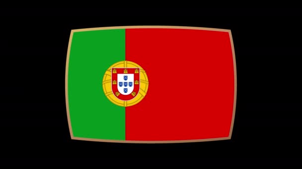 Portugal标志演示动画集 参加2022年世界足球锦标赛的国家的旗帜 透明背景下的Alpha通道4K视频动画 — 图库视频影像