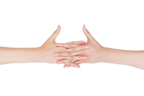 Women's clasped hands. — Stock Photo, Image