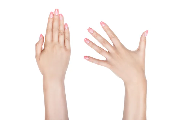 Mãos femininas com unhas bonitas . — Fotografia de Stock