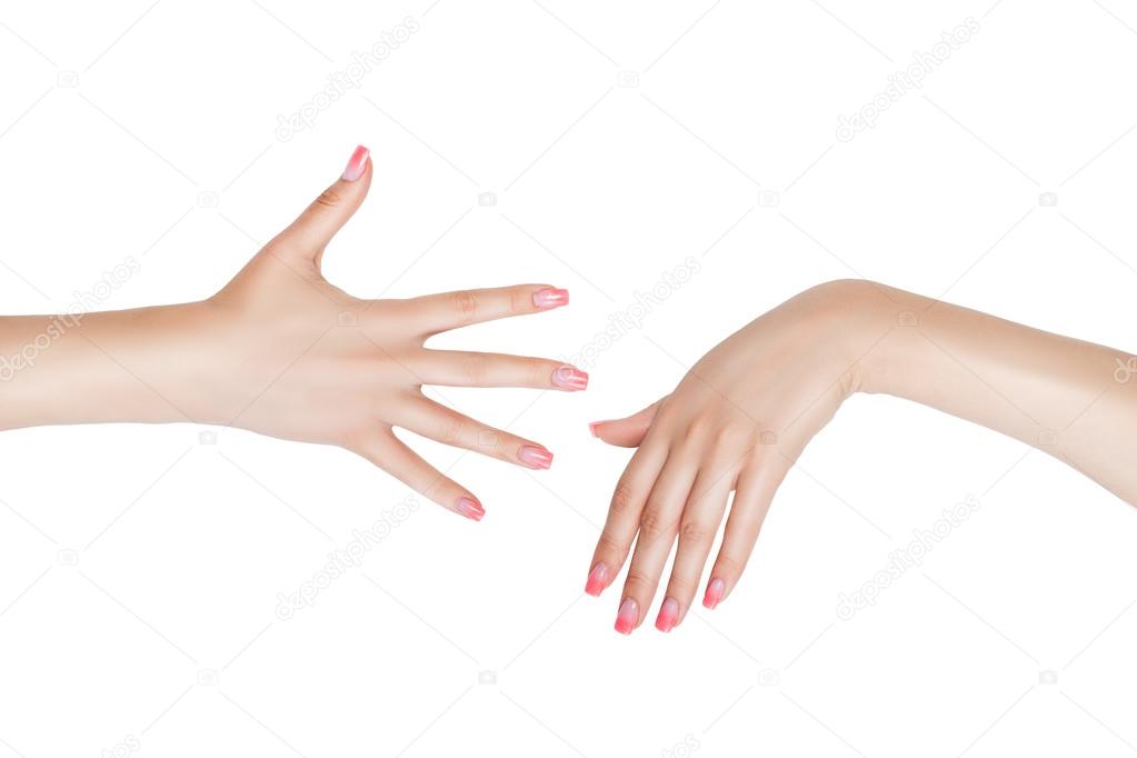 The right and left female hand.