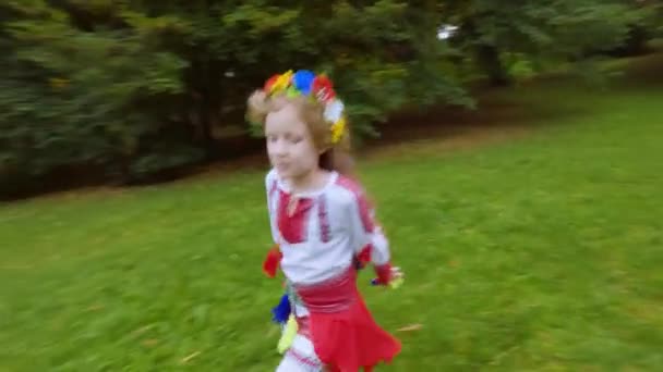 Menina Ucraniana Vestido Nacional Tradicional Uma Coroa Tradicional Cabeça Mulher — Vídeo de Stock
