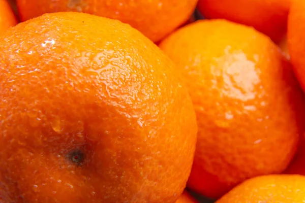 Frische Mandarinen Mit Wassertropfen Nahaufnahme Gesunde Ernährung Ernährung — Stockfoto