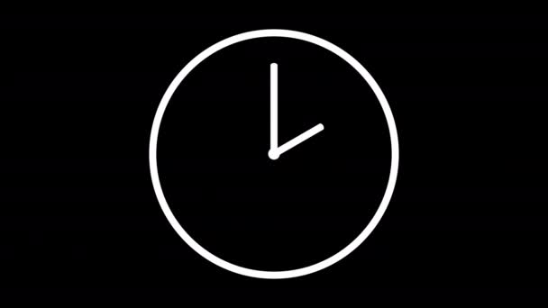 具有旋转时间指针的时钟动画 手表显示了运行时间 倒计时24小时用移动的箭锁住时钟孤立背景下的运动图形 — 图库视频影像