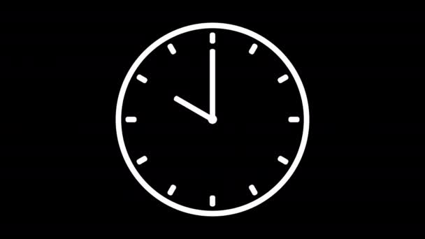 タイムポインタが後方に回転する時計のアニメーション タイムトラベル 24時間を数える 手を動かす時計 隔離された背景のモーショングラフィックス — ストック動画