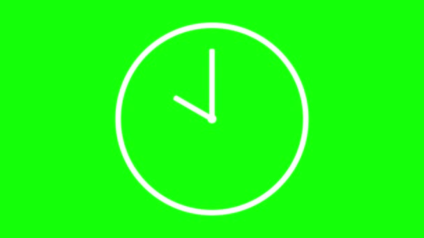 时钟的动画 时间指针向后旋转 时间旅行 倒计时24小时一只手在动的钟 绿色屏幕和彩色键背景上的运动图形 — 图库视频影像